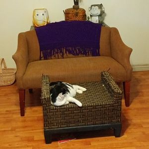 Purple Knit Shawl blanket love seat throw handmade crochet multi cover up Afghan